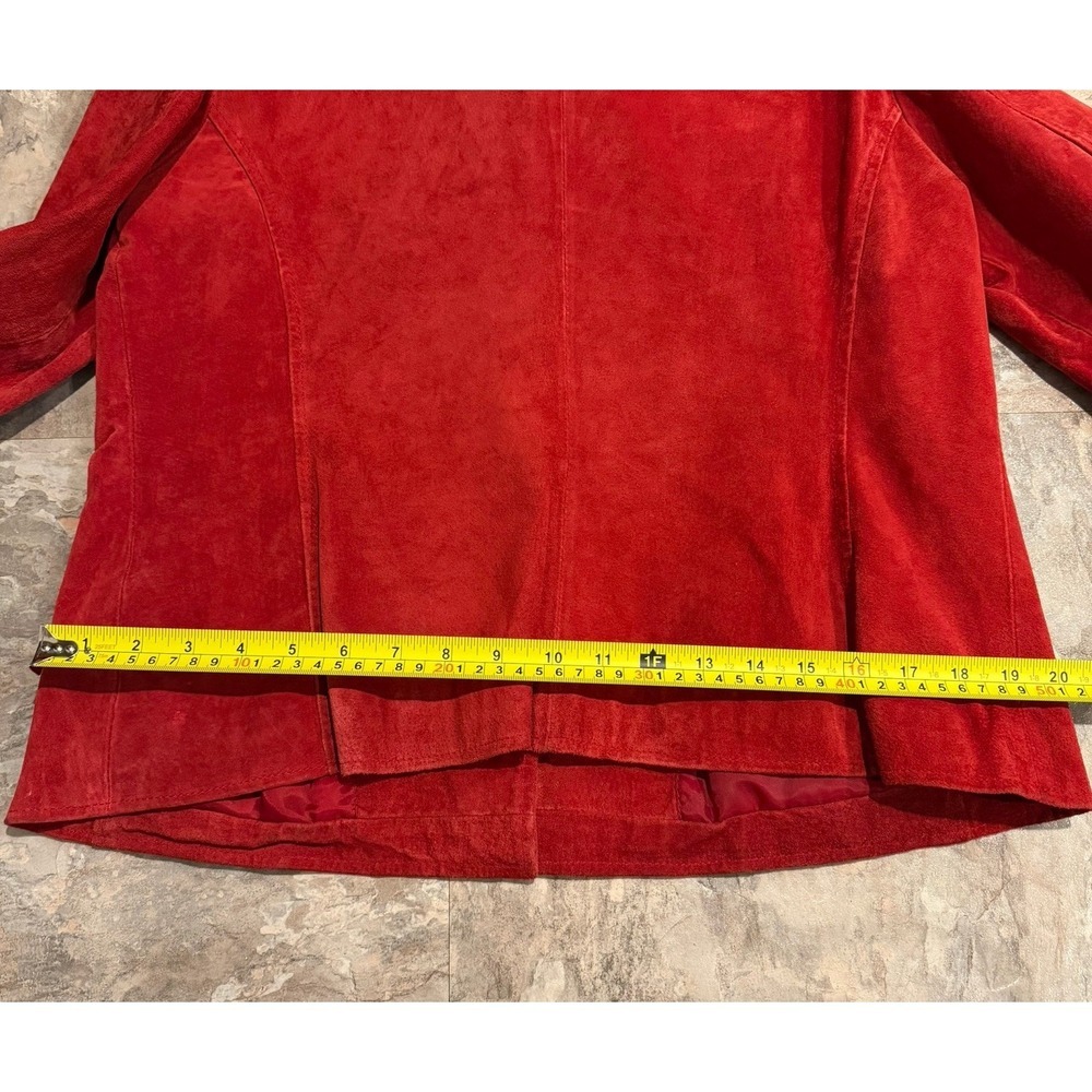 Vintage RZR 100% Suede Leather Jacket Womens L Burgundy 90s Blazer Coat - Picture 7 of 8